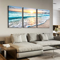 3 Panels Framed Canvas Wall Art Decor,3 Pieces Sea Wave Painting Decoration Painting For Chrismas Gift, Office,Dining Room,Living Room, Bathroom, Bedroom Decor Ready To Hang Rectangle Framed