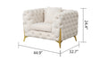 Contempo Modern Style Chair Made With Wood In Cream Cream Primary Living Space Contemporary Faux Fur Wood