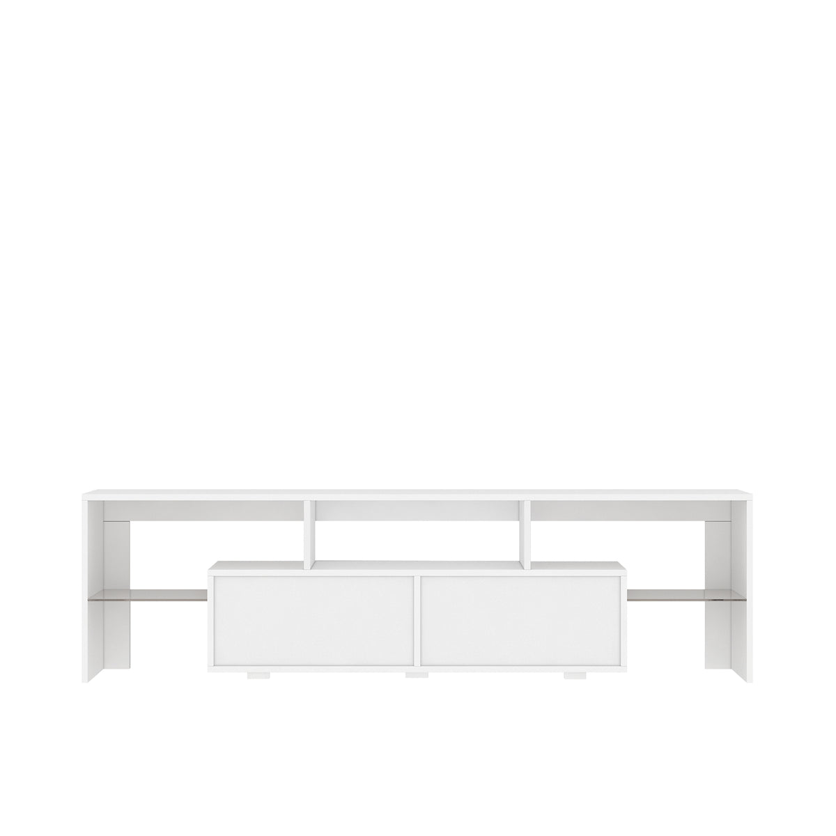 High Gloss Tv Stand With Led Lights For Tvs Up To 65'', Modern Tv Console With Storage Cabinets For Living Room White 60 69 Inches Mdf