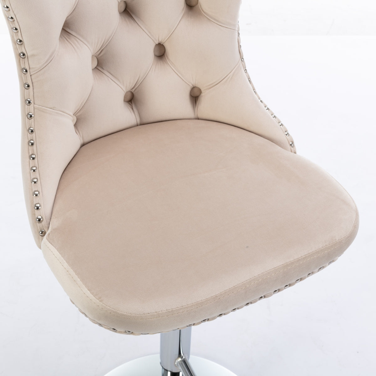 Swivel Velvet Barstools Adjusatble Seat Height From 25 33 Inch, Modern Upholstered Chrome Base Bar Stools With Backs Comfortable Tufted For Home Pub And Kitchen Island, Beige,Set Of 2 Beige Dining Room American Design Bar Stools Foam Velvet