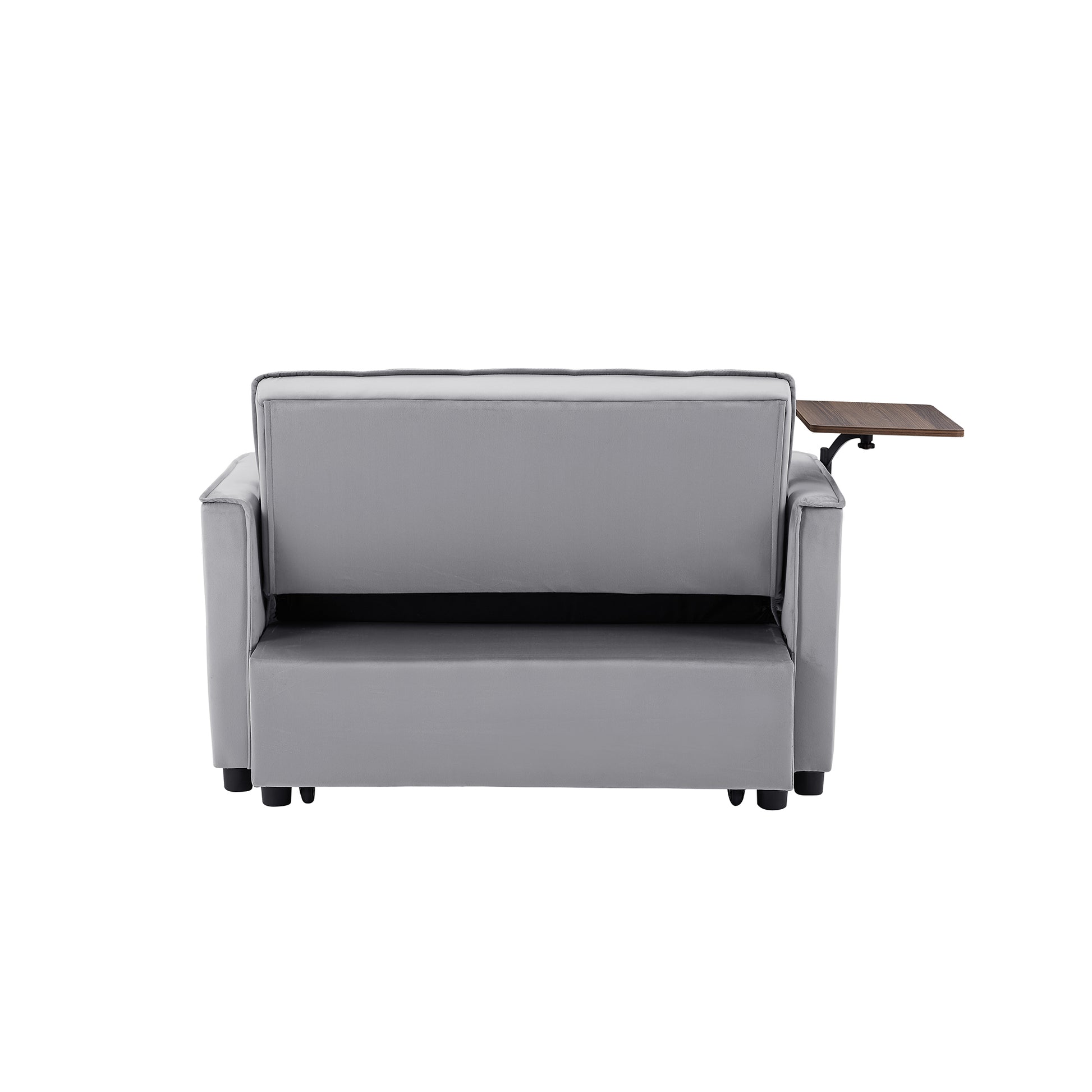 Grey Velvet Loveseat Sofa Bed Grey Wood Tufted Back Square Arms Foam Velvet 2 Seat