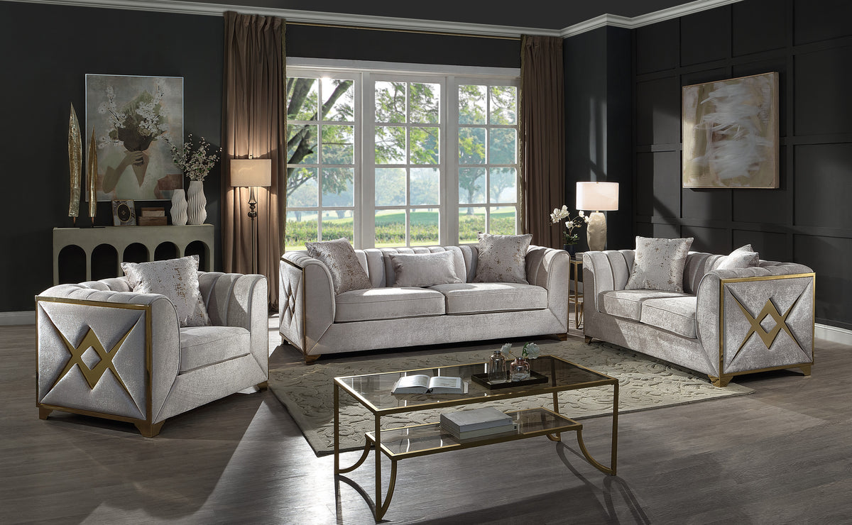 Velencia Modern Style Chair In Cream Cream Primary Living Space Modern Upholstered Wood