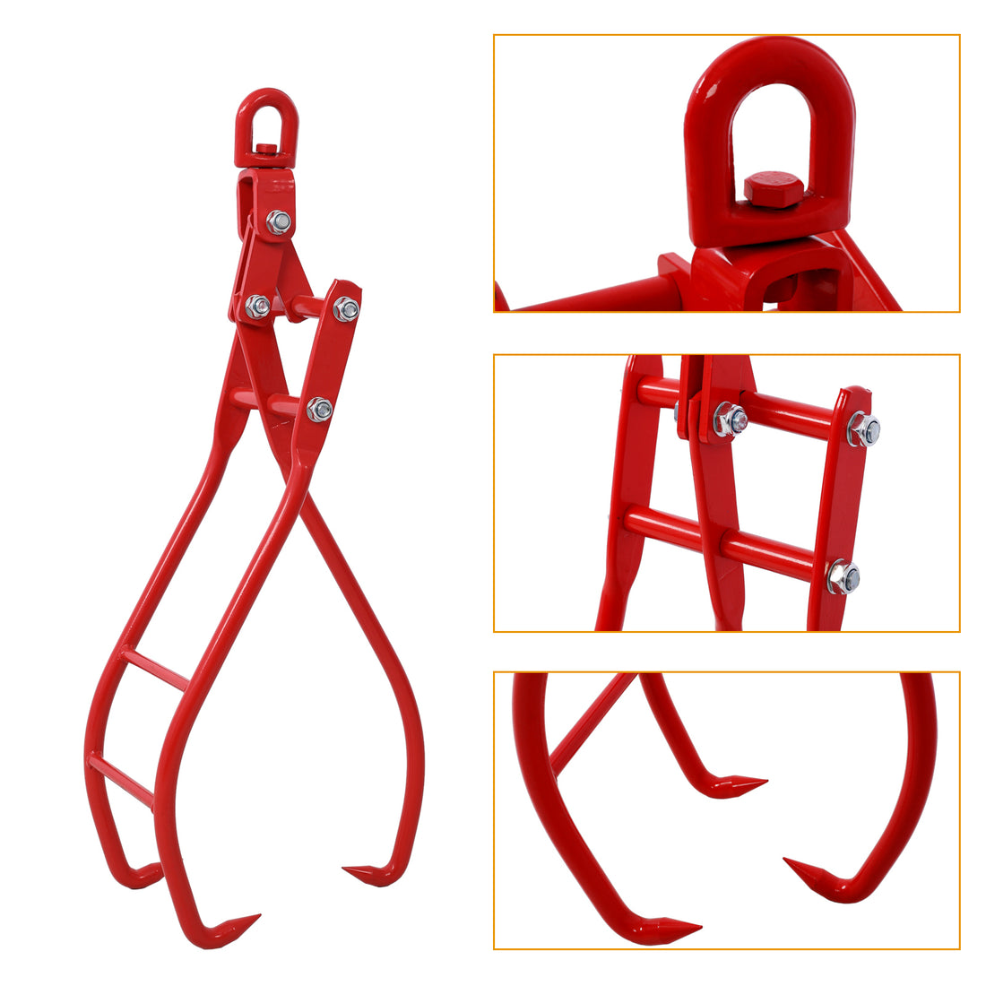 28In 3 Claw Log Grapple For Logging Tongs, Eagle Claws Design Log Lifting Tongs Log Grabs, Timber Lifting Tongs For Truck, Atv, Tractor And Skidder Red Steel
