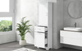 Tall Bathroom Storage Cabinet, Freestanding Storage Cabinet With Two Different Size Drawers And Adjustable Shelf, Mdf Board With Painted Finish, White Old Sku:Wf312730Aak White Mdf