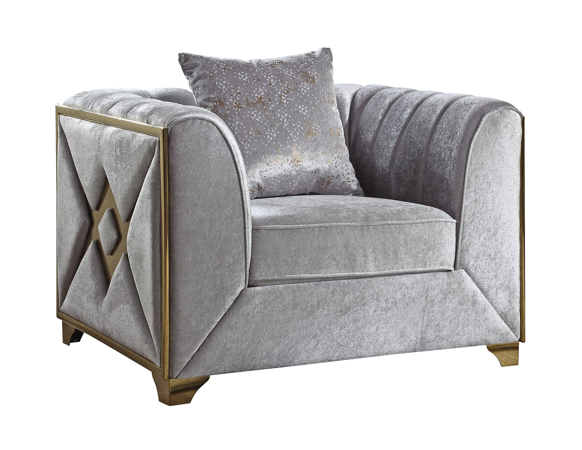 Velencia Modern Style Chair In Silver Silver Primary Living Space Modern Upholstered Wood