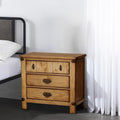 Cottage Style Weathered Elm 1Pc Nightstand Ball Bearing Metal Glide Usb Charger Power Outlet In Night Stand Top Drawer Bedroom Bedside Table Natural 3 Drawers Bedroom Bedside Cabinet Contemporary,Modern,Transitional Usb Port Solid Wood