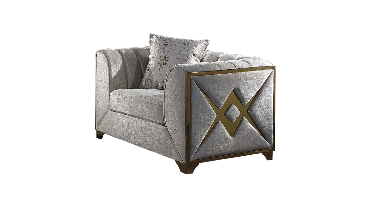 Velencia Modern Style Chair In Cream Cream Primary Living Space Modern Upholstered Wood