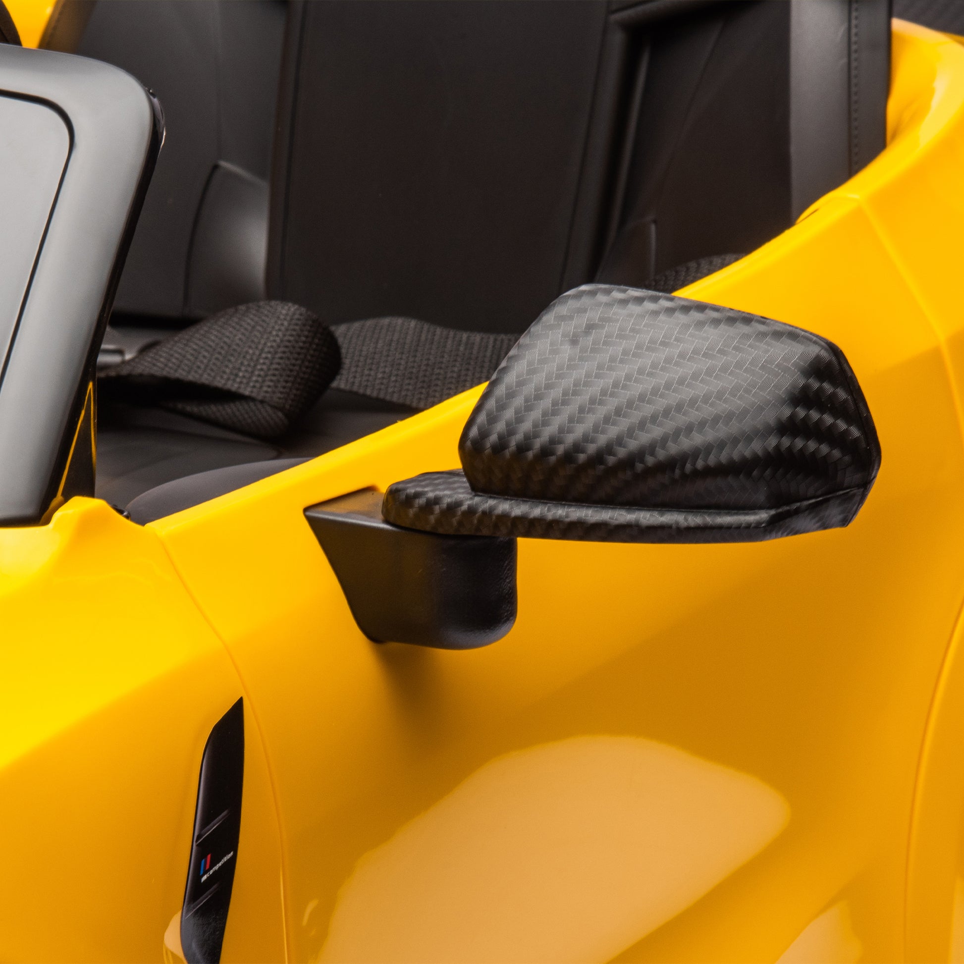 Bmw M4 12V Kids Ride On Toy Car 2.4G W Parents Remote Control,Three Speed Adjustable,Power Display, Usb,Mp3 ,Bluetooth,Led Light,Story,A Handle With Wheels And A Pull, Easy To Carry Yellow Polyethylene
