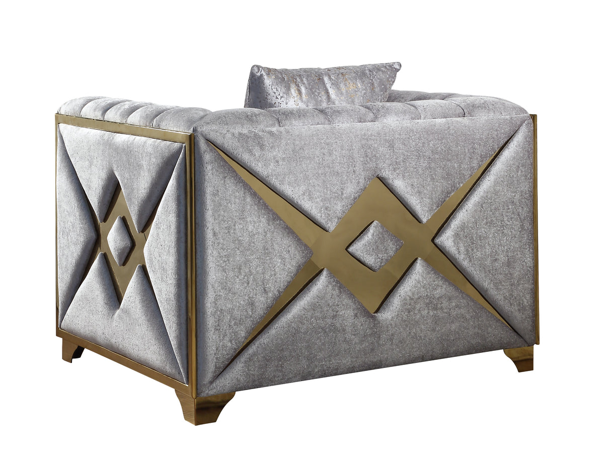 Velencia Modern Style Chair In Silver Silver Primary Living Space Modern Upholstered Wood