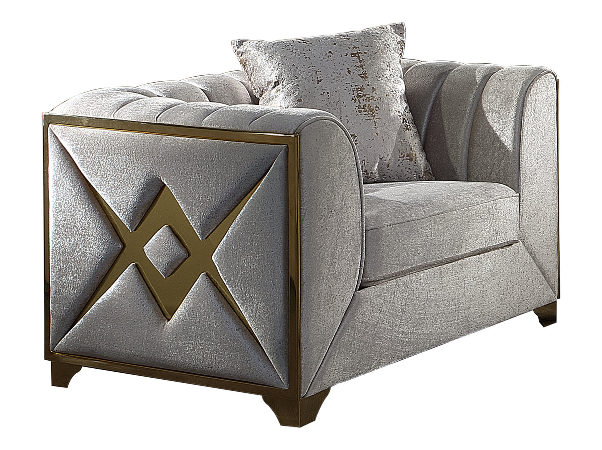 Velencia Modern Style Chair In Cream Cream Primary Living Space Modern Upholstered Wood