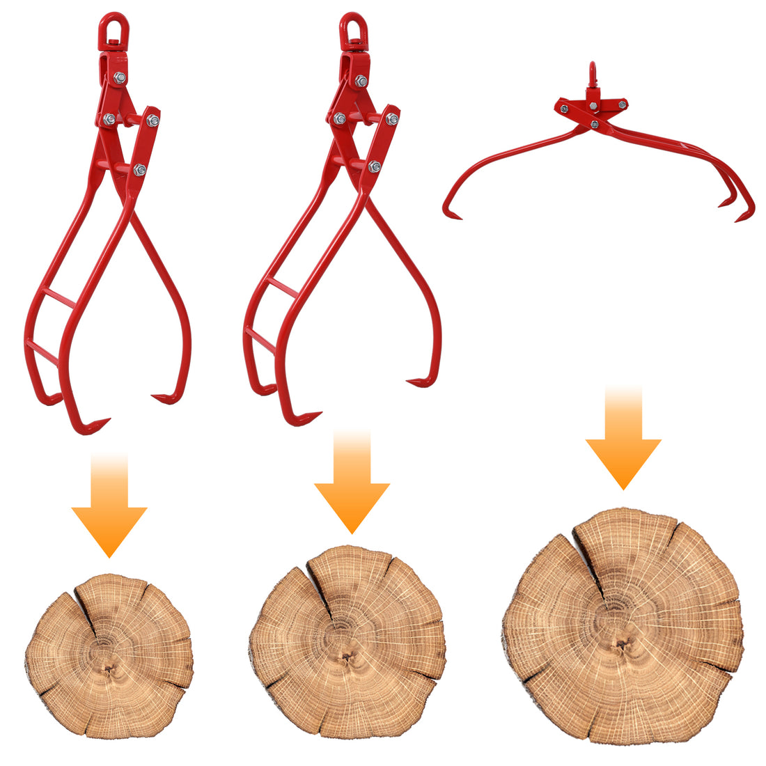 28In 3 Claw Log Grapple For Logging Tongs, Eagle Claws Design Log Lifting Tongs Log Grabs, Timber Lifting Tongs For Truck, Atv, Tractor And Skidder Red Steel