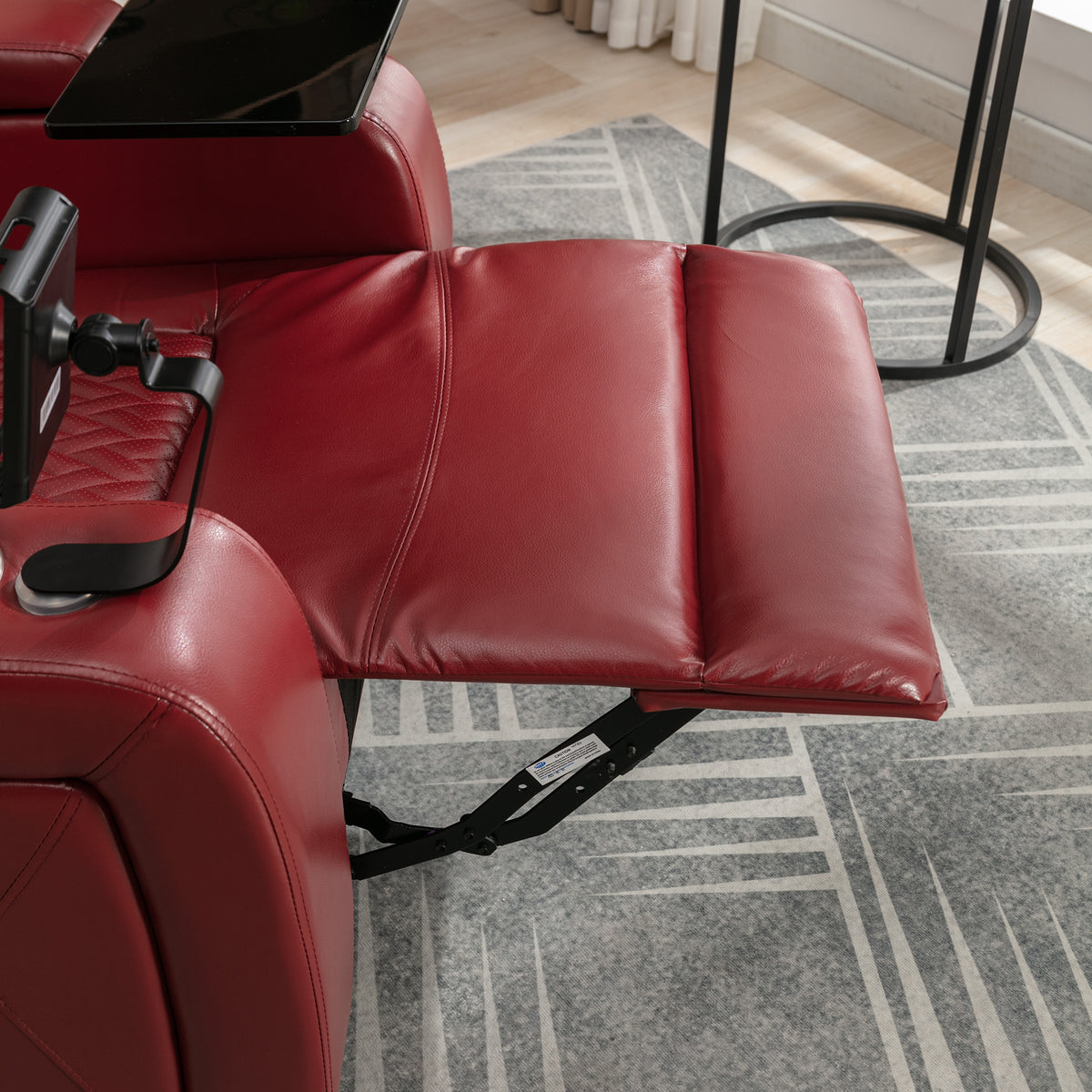 270 Degree Swivel Pu Leather Power Recliner Individual Seat Home Theater Recliner With Comforable Backrest, Tray Table, Phone Holder, Cup Holder, Usb Port, Hidden Arm Storage For Living Room, Red Red Foam Pu Leather