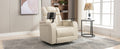 270 Degree Swivel Pu Leather Power Recliner Individual Seat Home Theater Recliner With Comforable Backrest, Tray Table, Phone Holder, Cup Holder, Usb Port, Hidden Arm Storage For Living Room, White White Foam Pu Leather