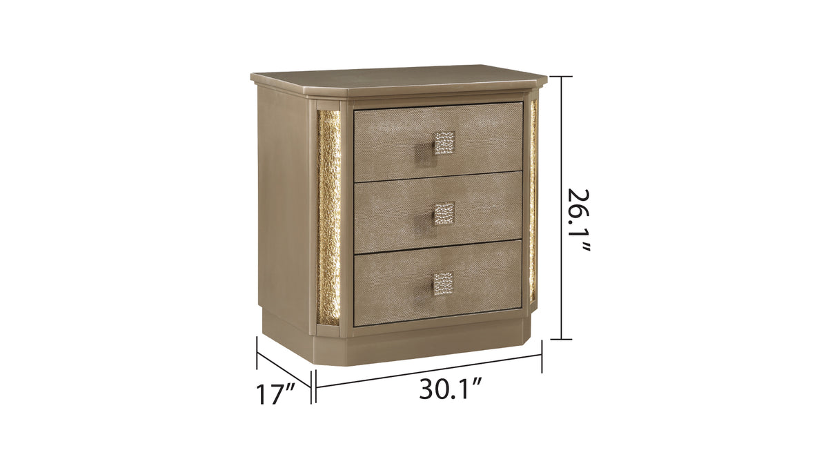 King 4Pc Bedroom Set Made With Wood In Gold Box Spring Not Required King Gold Wood 4 Piece Set Bedroom Bed Included,Dresser Included,Mirror Included,Nightstand Included Contemporary,Modern Wood