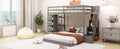 Twin Over Full Bunk Bed With 3 Layer Shelves, Drawers And Storage Stairs, Gray Gray Solid Wood Mdf