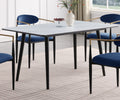 Modern Contemporary 5Pc Dining Set White Sintered Stone Table And Blue Chairs Fabric Upholstered Stylish Furniture White Blue Seats 4 Dining Room 60 Inches Contemporary,Modern,Ultra Modern Rectangular Dining Table With Chair Sintered Stone