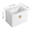 28 Inch Soft Close Doors Bathroom Vanity With Sink, For Small Bathroom Kd Packing Gloss White 2 Bathroom Wall Mounted Modern Plywood