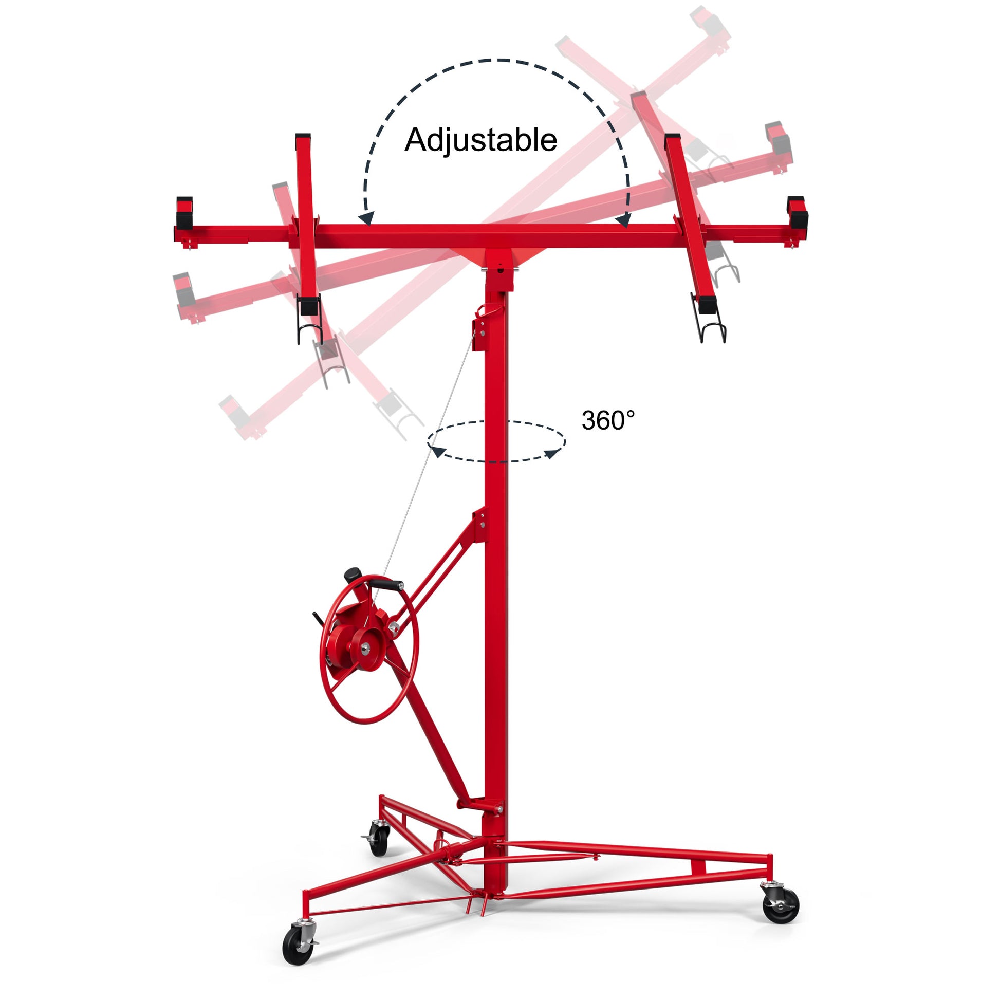 11Ft Lift Drywall Panel Hoist Jack For Ceiling Red Red Iron Plastic