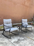 Rocker Set Chair And Teapoy Medium Grey Yes Medium Grey Metal