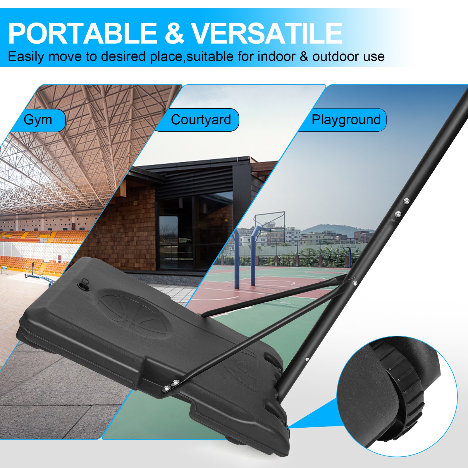Basketball Goal Portable Basketball Hoop Indoor Outdoor Basketball Stand 5.6 7Ft Adjustable 28In Backboard With Wheels Balls Sports Black White Waterproof Garden & Outdoor Pe Rattan Iron Waterproof Fabric