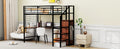 Twin Size Metal Loft Bed With Desk And Metal Grid, Stylish Metal Frame Bed With Lateral Storage Ladder And Wardrobe, Black Black Mdf Metal