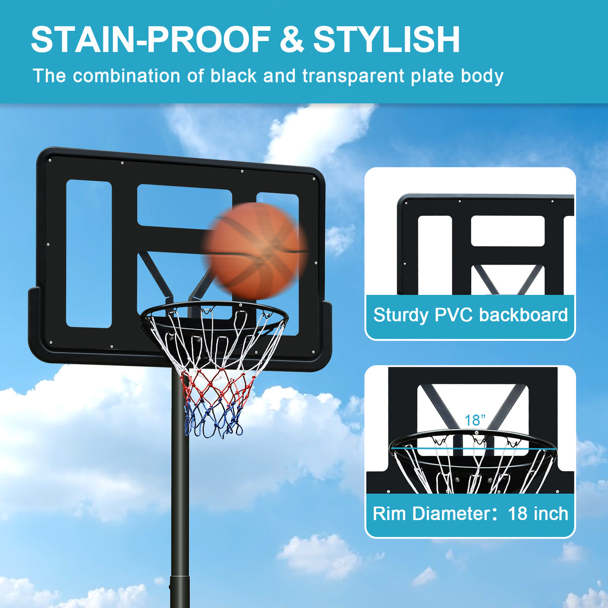Basketball Hoop Portable Basketball Goal System 6.5 10Ft Adjustable 44In Backboard For Indoor Outdoor Black Balls Sports Black Portable Garden & Outdoor Polyethylene