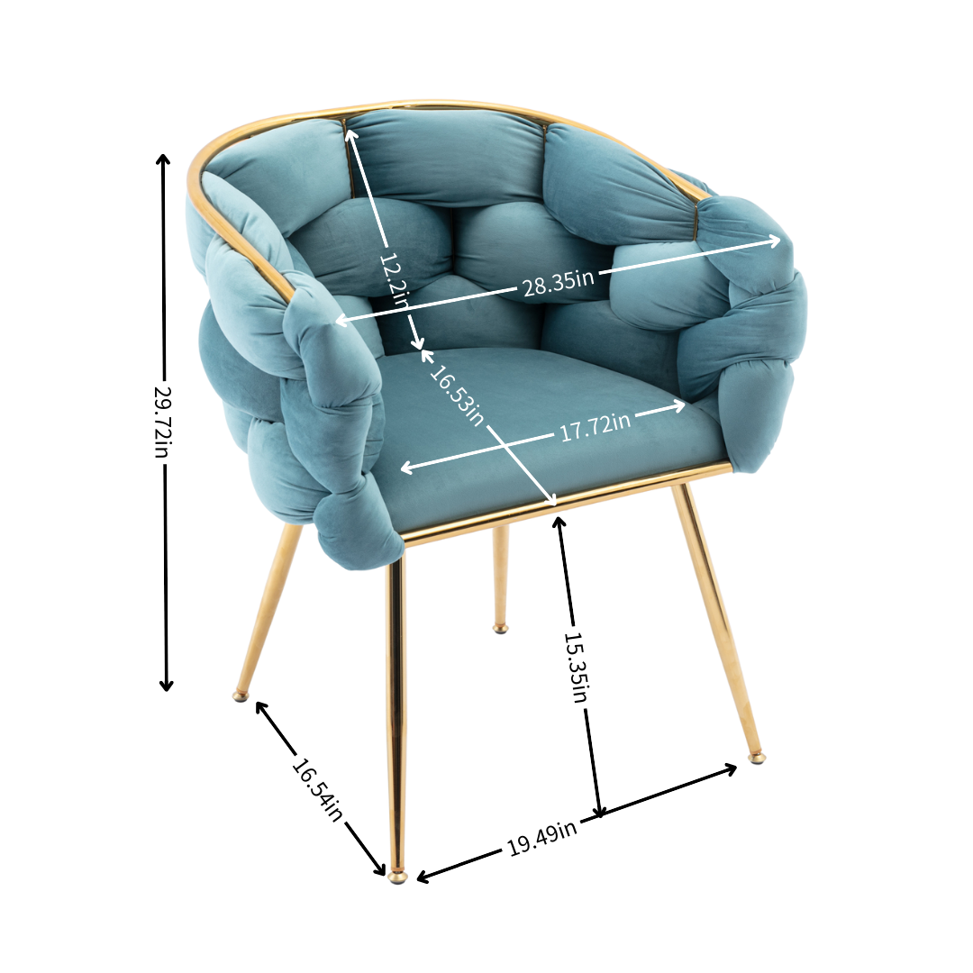 Luxury Modern Simple Leisure Velvet Single Sofa Chair Bedroom Lazy Person Household Dresser Stool Manicure Table Back Chair Blue Blue Velvet
