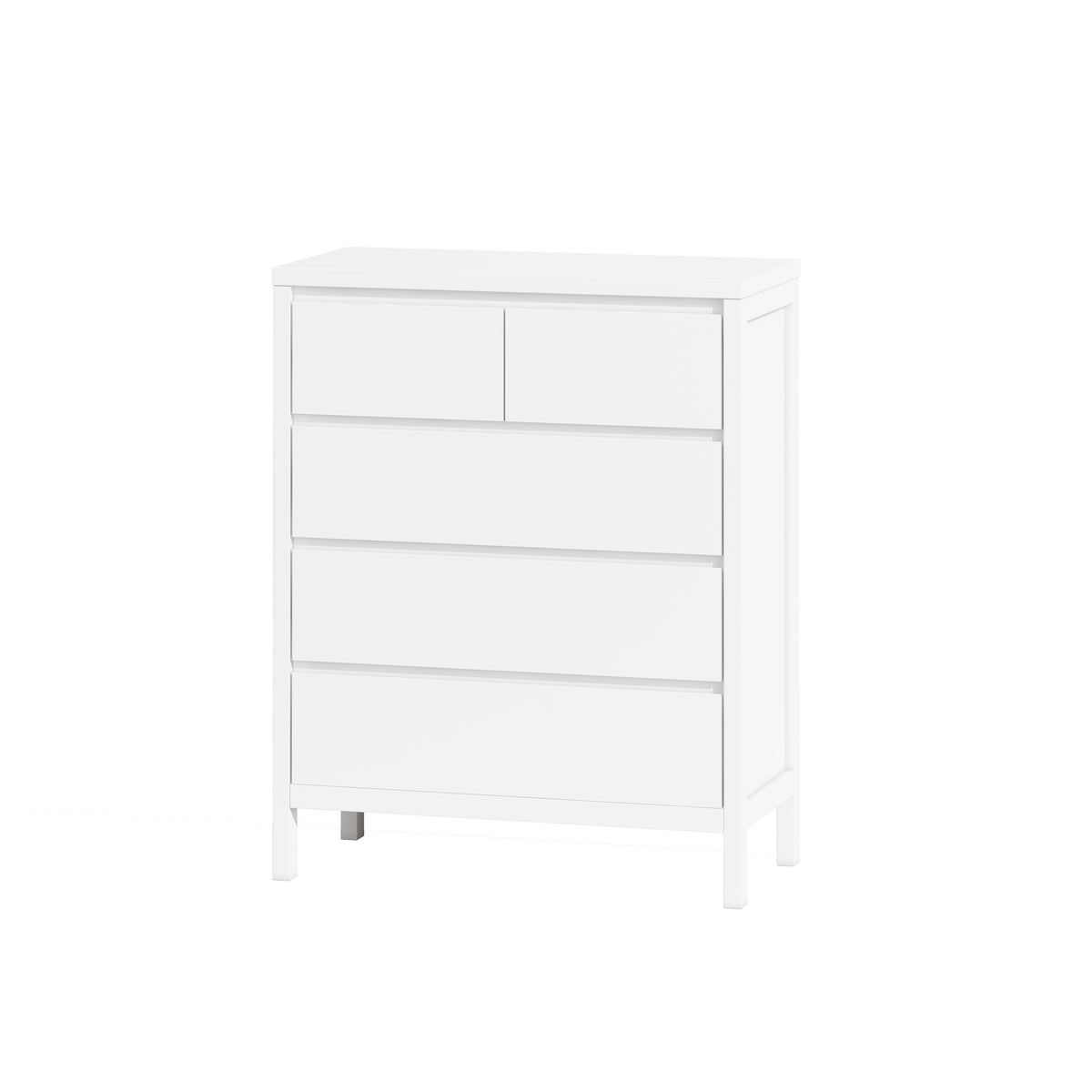 31.61"4 Tier 5 Drawer Mdf Storage Cabinet,For Bedroom,Living Room,Dining Room,Hallways,White White Mdf