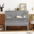 Full Size Murphy Bed With Usb Port And Removable Shelves On Each Side,Gray Gray Solid Wood Mdf