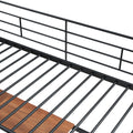 Twin Size Metal Loft Bed With Desk And Metal Grid, Stylish Metal Frame Bed With Lateral Storage Ladder And Wardrobe, Black Black Mdf Metal