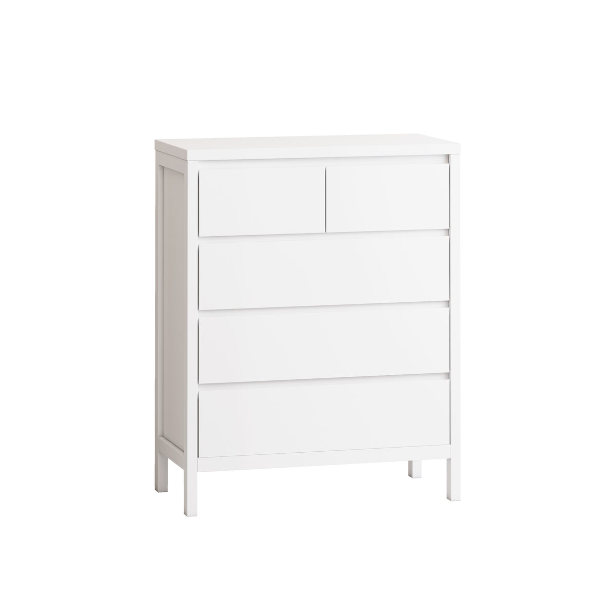 31.61"4 Tier 5 Drawer Mdf Storage Cabinet,For Bedroom,Living Room,Dining Room,Hallways,White White Mdf