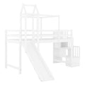Twin Size Loft Bed With Tent And Tower Pink Pink Solid Wood