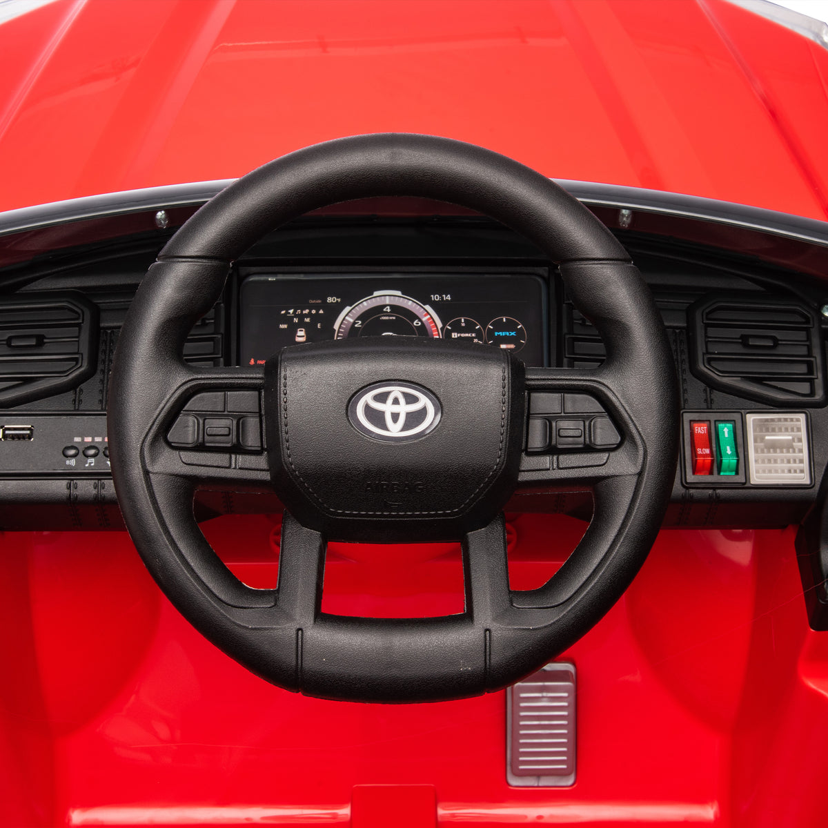 Officially Licensed Toyota Tundra Pickup,Electric Pickup Car Ride On For Kid, 12V Electric Ride On Toy,2.4G W Parents Remote Control,Electric Car For Kids,Three Speed Adjustable,Power Display Red Plastic