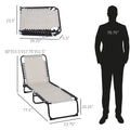 Folding Chaise Lounge Pool Chair, Patio Sun Tanning Chair, Outdoor Lounge Chair With 4 Position Reclining Back,Mesh Seat For Beach, Yard, Patio, Cream White White Steel