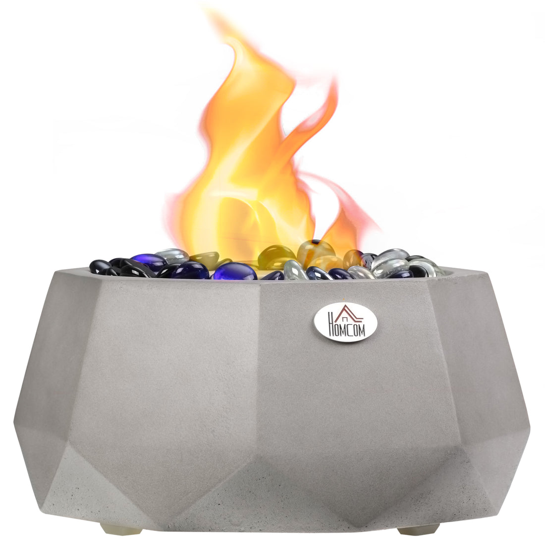 Concrete Tabletop Fireplace, 9" Portable Alcohol Fireplace With Lid For Indoor And Outdoor, 0.1 Gal Max 215 Sq. Ft., Burns Up With Liquid Alcohol And Solid Alcohol, Light Grey Light Grey Concrete