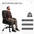 Big And Tall 400Lbs Executive Office Chair With Wide Seat, Computer Desk Chair With High Back Pu Leather Ergonomic Upholstery, Adjustable Height And Swivel Wheels, Black Black Faux Leather
