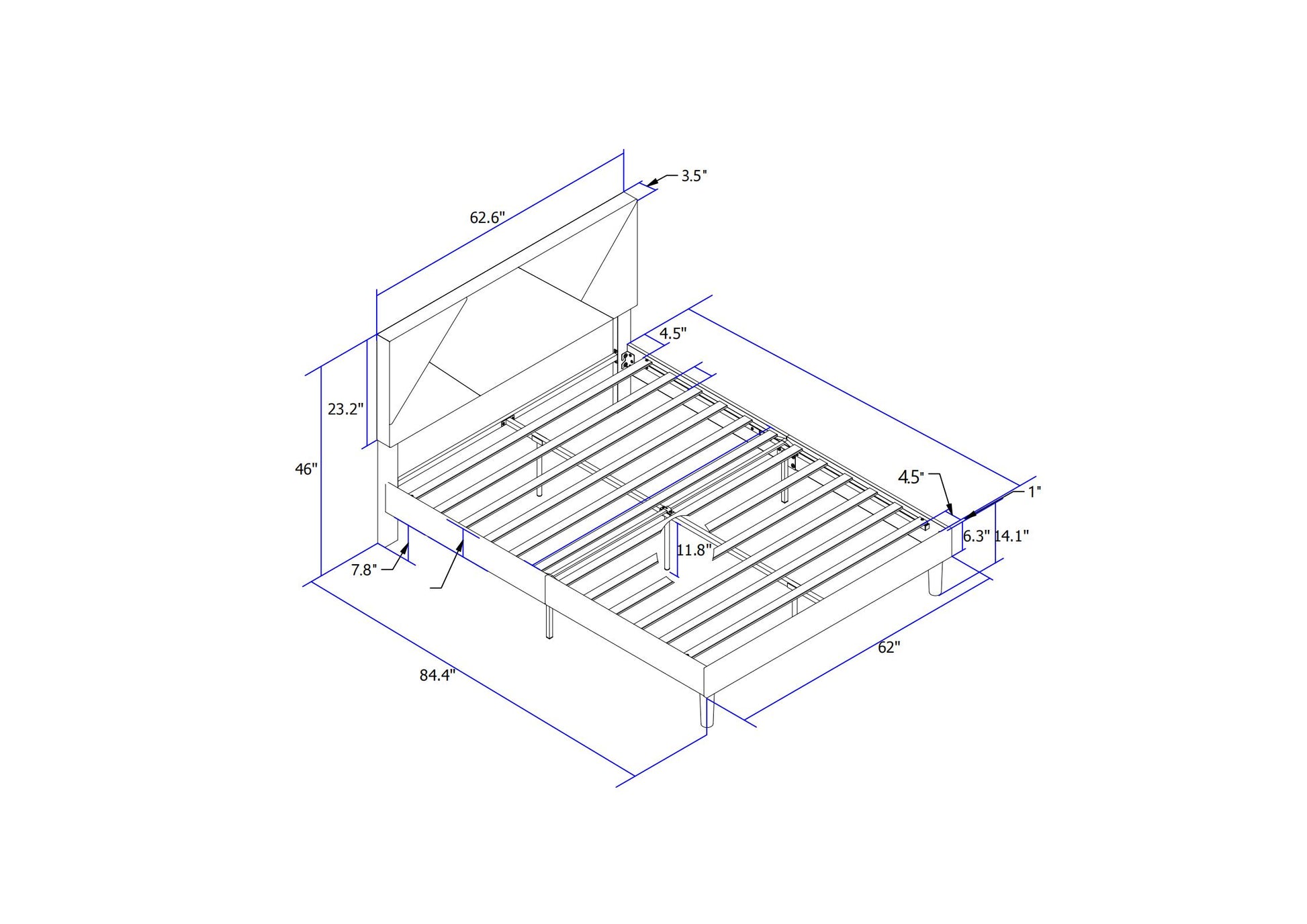 Queen Size Upholstered Platform Bed Frame With Headboard, Strong Wood Slat Support, Mattress Foundation, No Box Spring Needed, Easy Assembly, Gray Gray Fabric