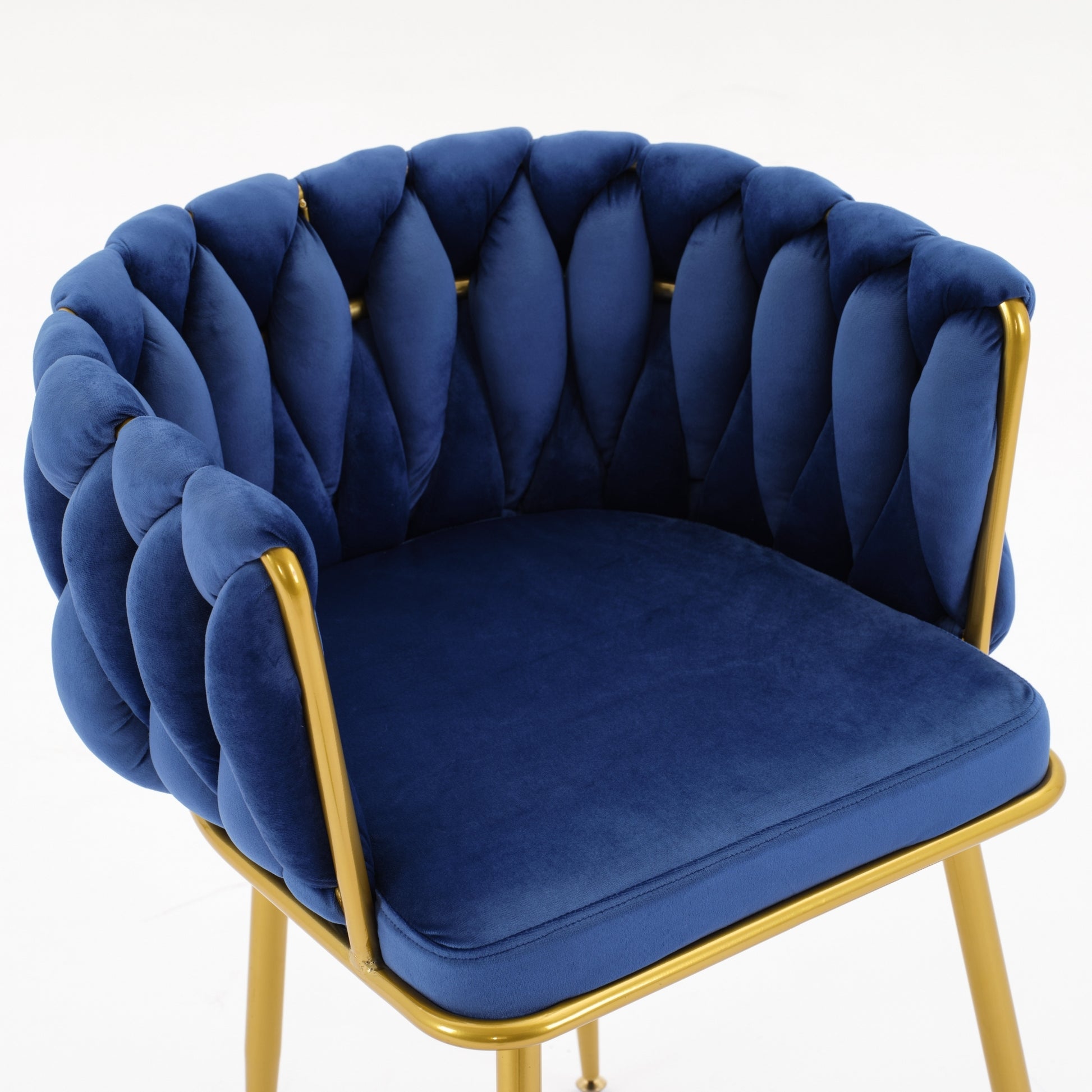 Living Room Chairs,Velvet Makeup Vanity Chair With Back Arm Modern Bedroom Accent Chair Elegant Comfy Single Upholstered Chair With Gold Metal Legs Blue,2 Set Blue Foam Velvet