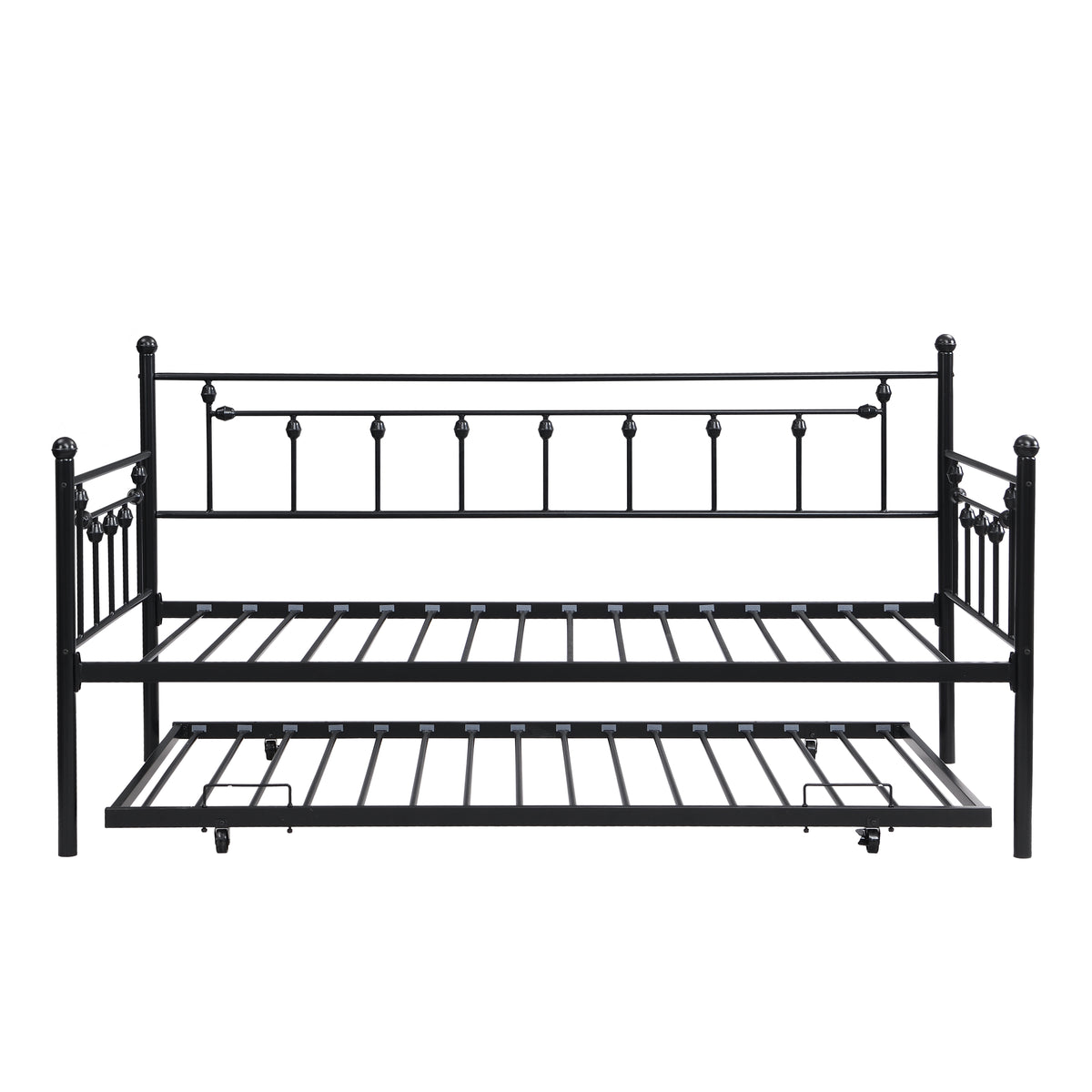 Daybed With Trundle Black Black Metal