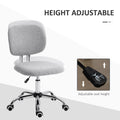 Cute Armless Office Chair, Teddy Fleece Fabric Computer Desk Chair, Vanity Task Chair With Adjustable Height, Swivel Wheels, Mid Back, Light Gray Light Gray Polyester