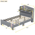 3 Pieces Bedroom Sets Twin Size House Bed With Storage Headboard, Wooden Nightstand And Storage Dresser,Gray Gray Wood
