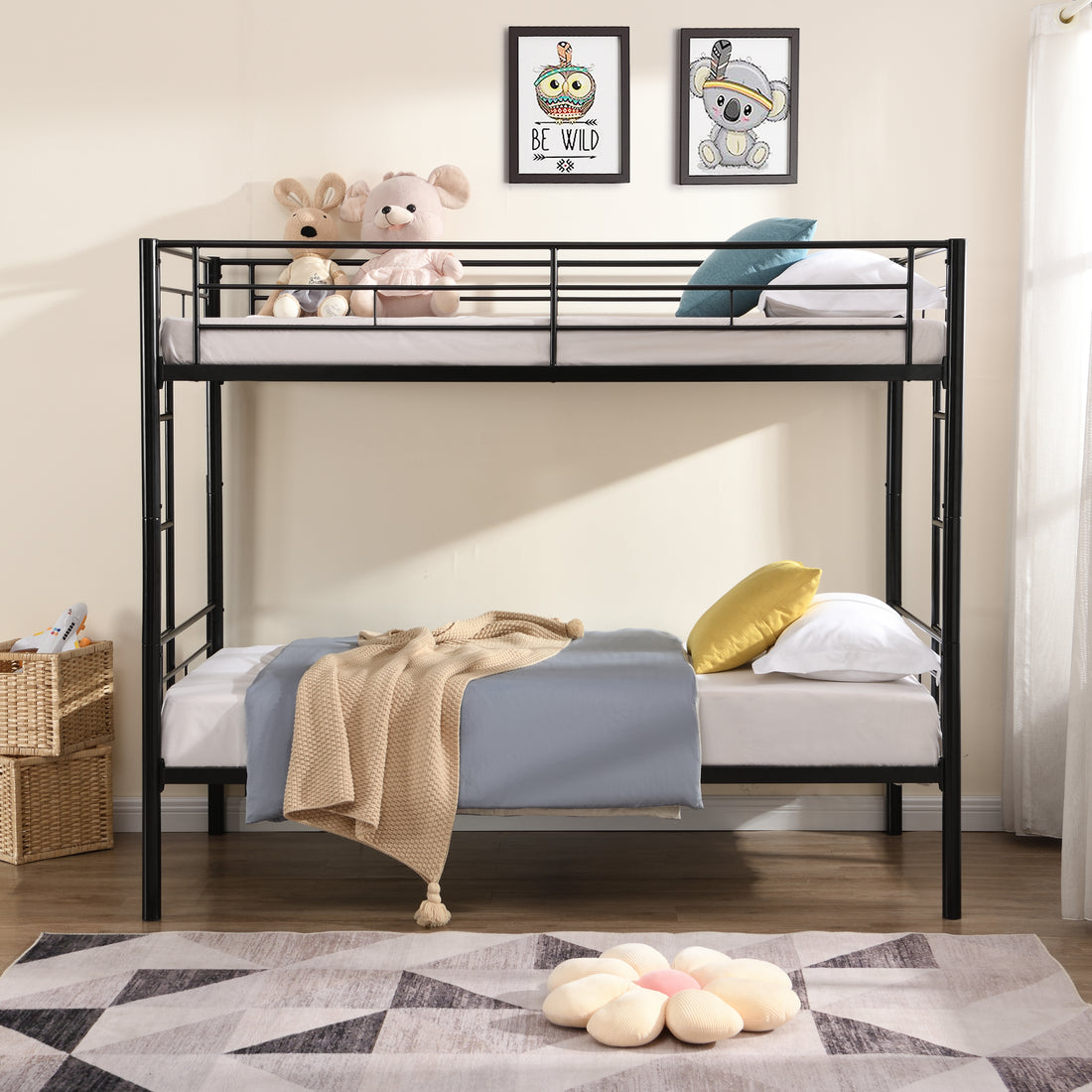 Metal Bunk Bed Black Black Metal