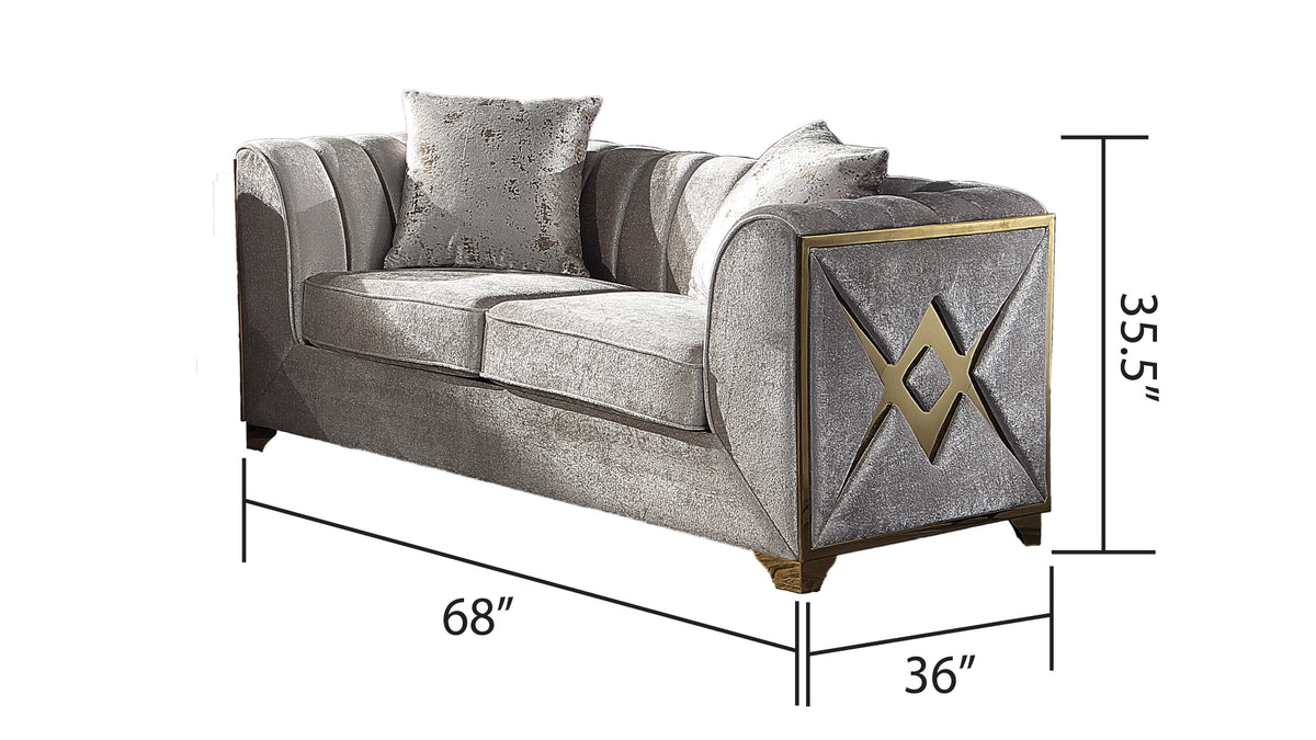 Velencia Modern Style Loveseat In Cream Cream Primary Living Space Modern Upholstered Wood
