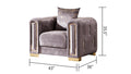 3Pc Modern Living Room Set In Grey Grey Velvet Wood Primary Living Space Medium Firm Tight Back Modern Acacia Upholstered Wood 6 Seat