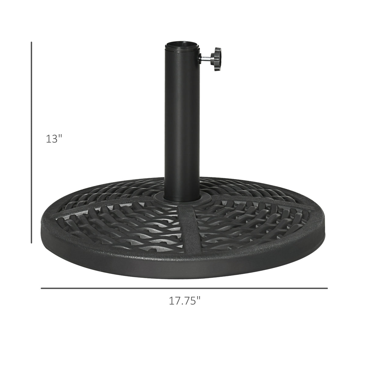 21 Lbs. Market Umbrella Base Holder 18" Heavy Duty Round Parasol Stand With Rattan Design For Patio, Black Black Steel