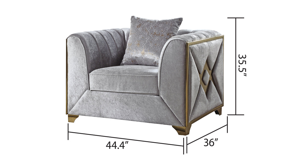 Velencia Modern Style Chair In Silver Silver Primary Living Space Modern Upholstered Wood