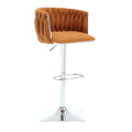 Coolmore Vintage Bar Stools With Back And Footrest Counter Height Dining Chairs 2Pc Set Orange Boucle
