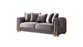 3Pc Modern Living Room Set In Grey Grey Velvet Wood Primary Living Space Medium Firm Tight Back Modern Acacia Upholstered Wood 6 Seat