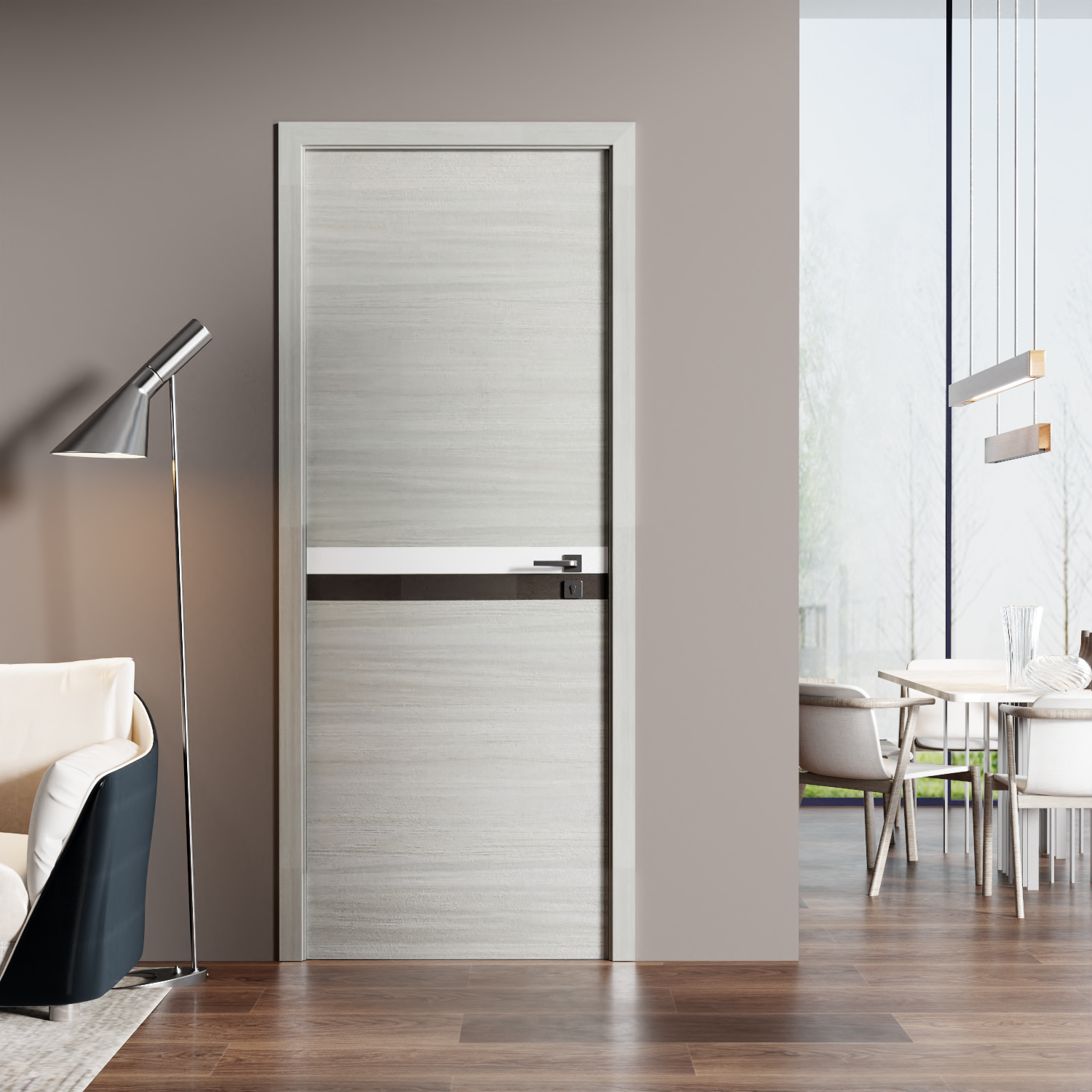 32" X 80" Melamine Integrated Door Slab, Modern Interior Door Leaf, Covered By 2Mm Thick Melamine Protective Layer, Environmental Friendly, Waterproof, Moisture Proof, Anti Deformation Gray Melamine