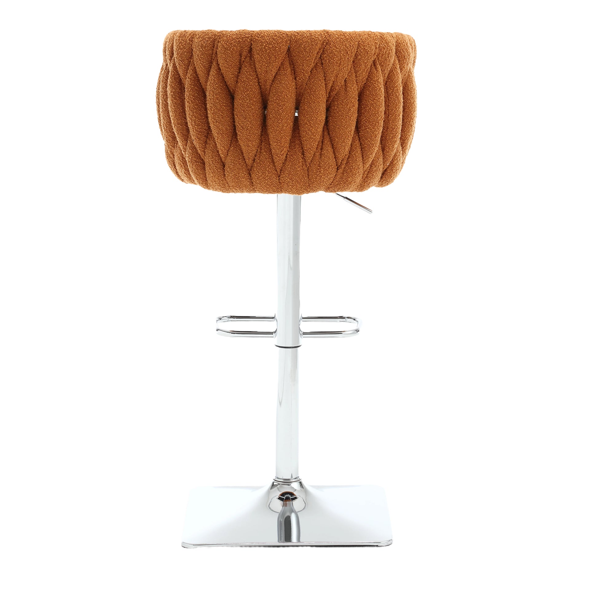 Coolmore Vintage Bar Stools With Back And Footrest Counter Height Dining Chairs 2Pc Set Orange Boucle